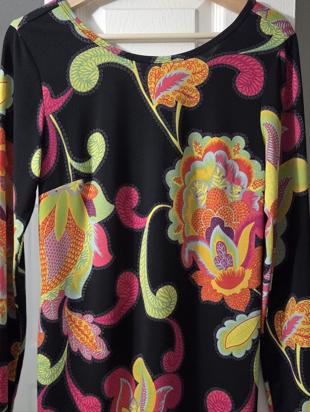 Trina Turk Black Dress with Hot Pink and Lime Print